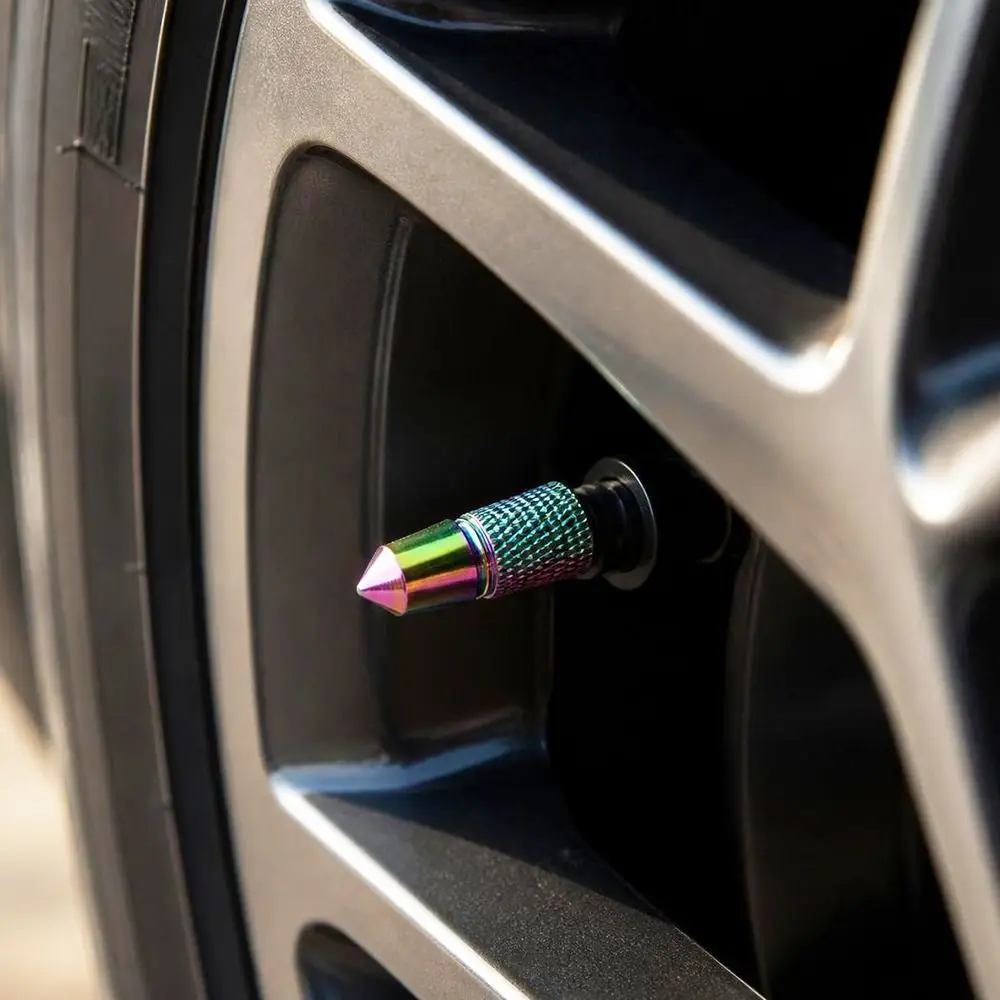 4pcs Aluminum Colorful Car Tire Valve Cap Anti Rust Leak Proof Dust Proof Stem Covers Motorcycle Bicycle Modified Air Nozzle