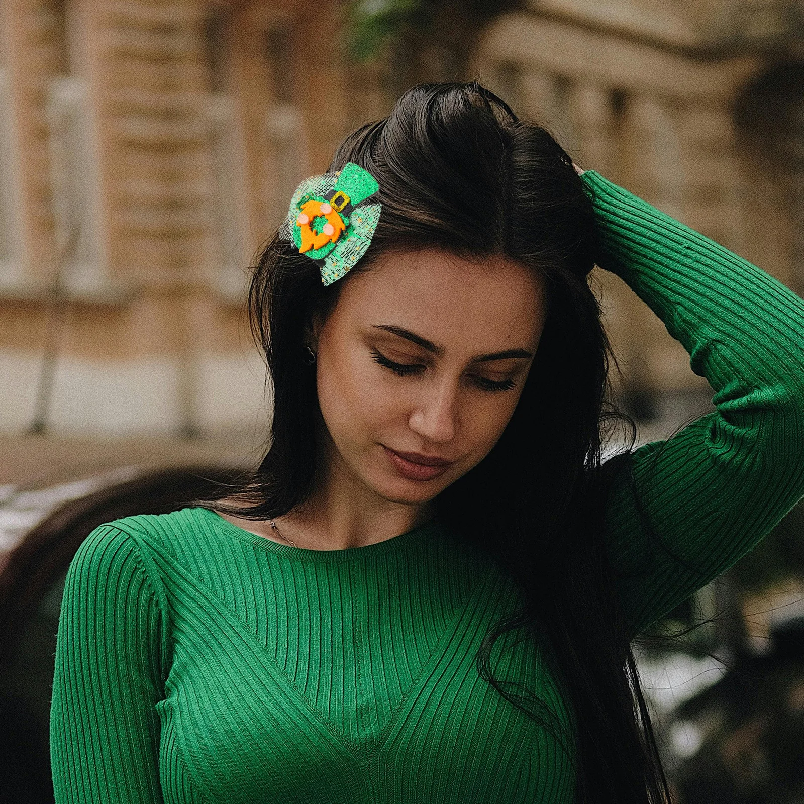 

Creative Irish Festival Mesh Hair Clip Lightweight Adorable Tulle Decorative Accessories St Patrick'S Day Party Celebration