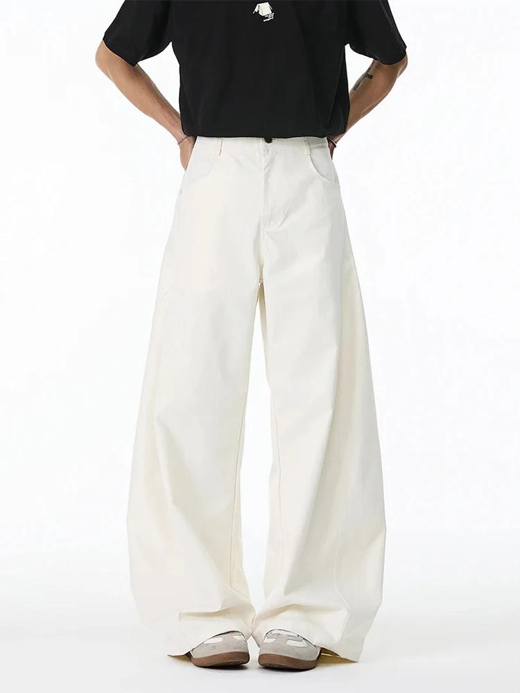 

Khaki Deconstructed Knife Pants Men's Spring American High-End Workwear Wide Leg Casual Pants Cleanfit Loose Fit Youthful Energy