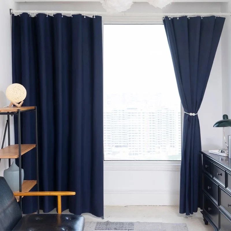 Simple curtain S12 punch bedroom blackout sun cloth home rental room door curtain bay window