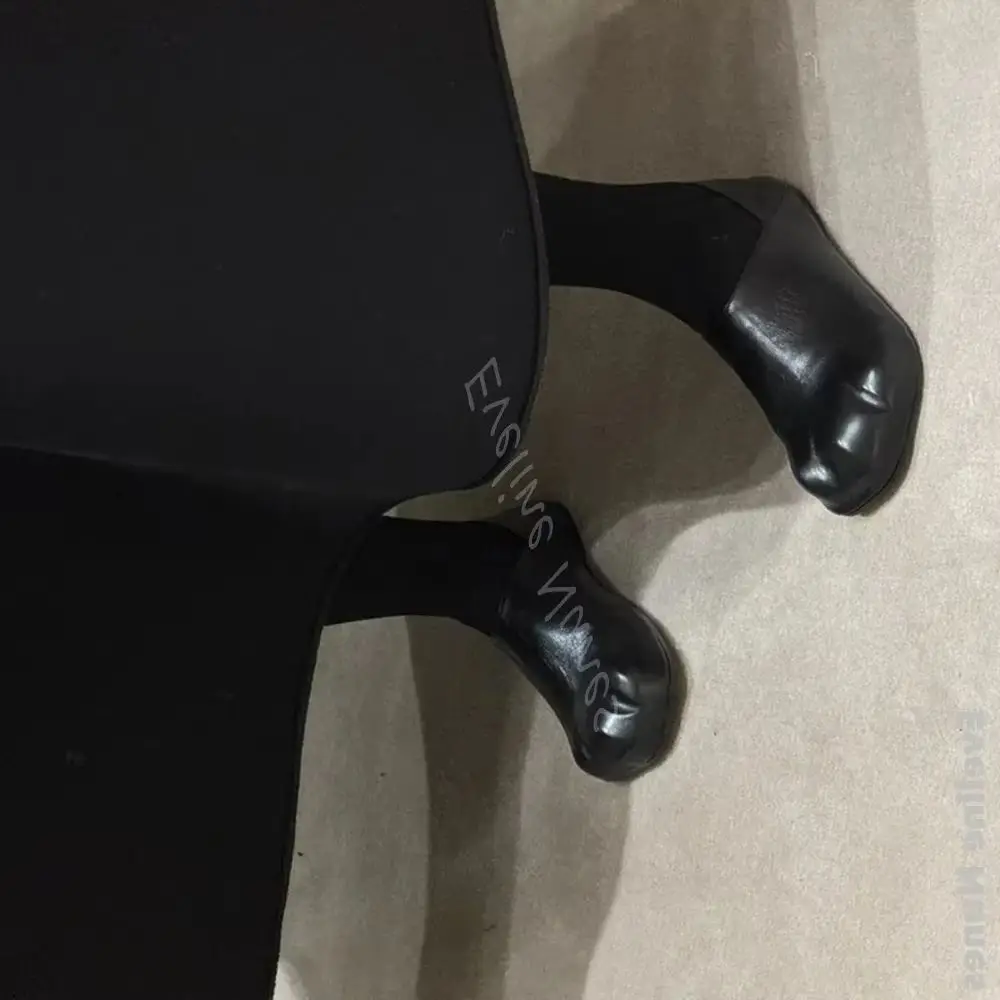 

Black Leather Cute Flat Cat's Paw Shoes Women 2.5cm Height Increasing Slip On Cat's Paw Toe Shoes 2025 New Spring Fashion Shoes