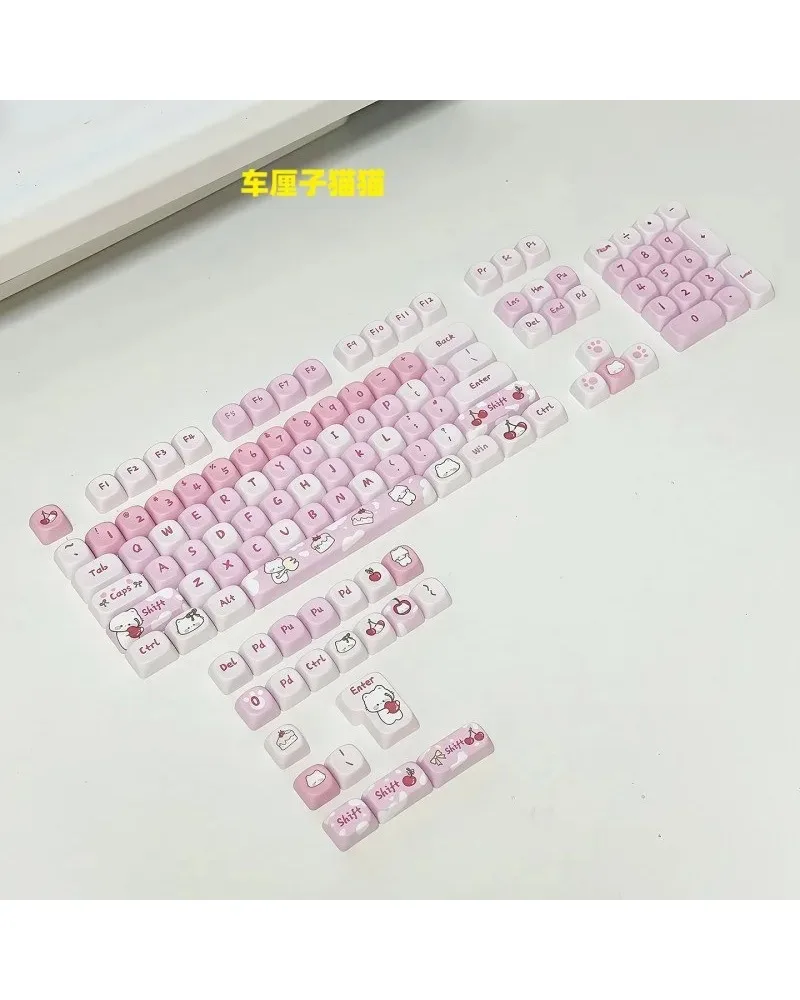 Five Sides Dye Sublimation MOA Height 125Pcs Cat Cherry PBT Keycaps Magnetic Axis Custom DIY Small Full Set