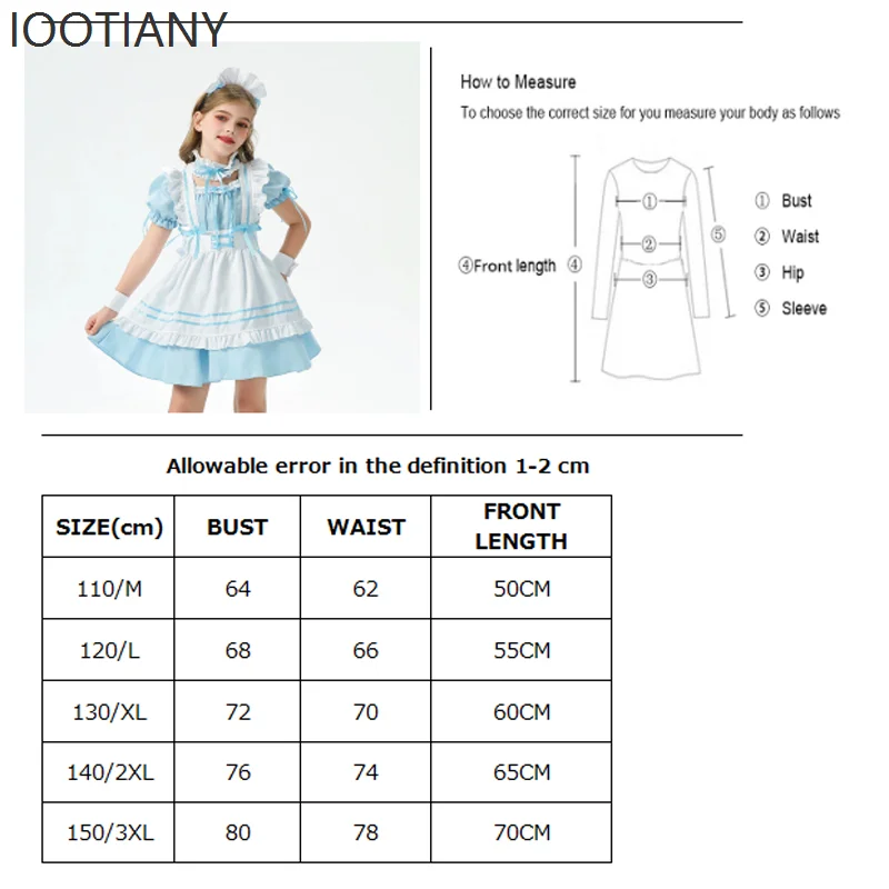 Children's Japanese Sweet Cute Short-sleeved Lolita Dress Costume Fancy Dress Party Maid Outfit Pastoral Farm Girl Party Dress