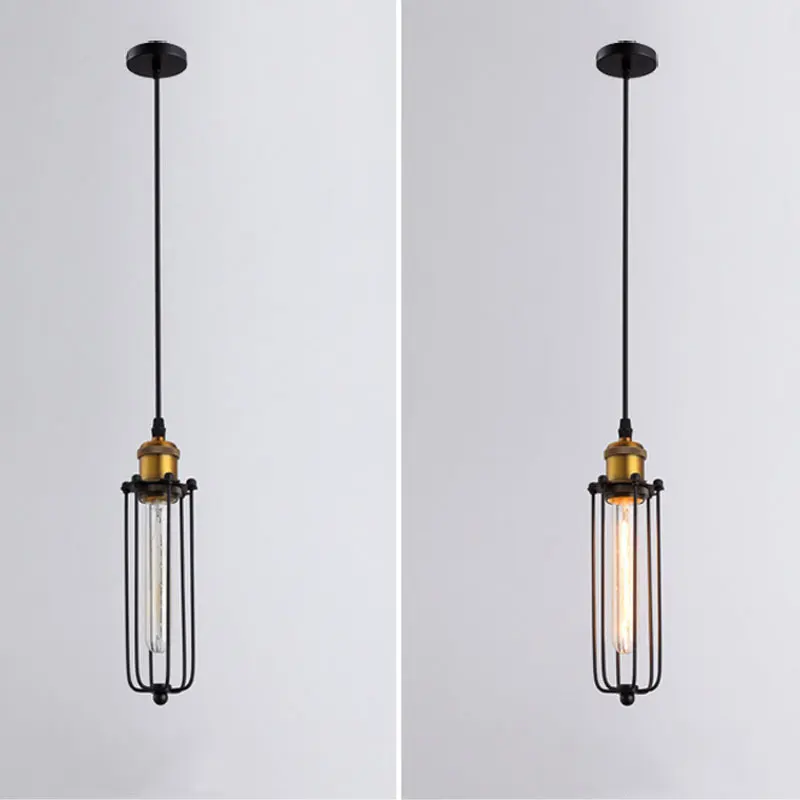 Vintage Industrial Pendant Lights Hanging Lamp Modern Nordic Black Iron Cage Retro Loft Metal Lamps E27 Indoor Lighting