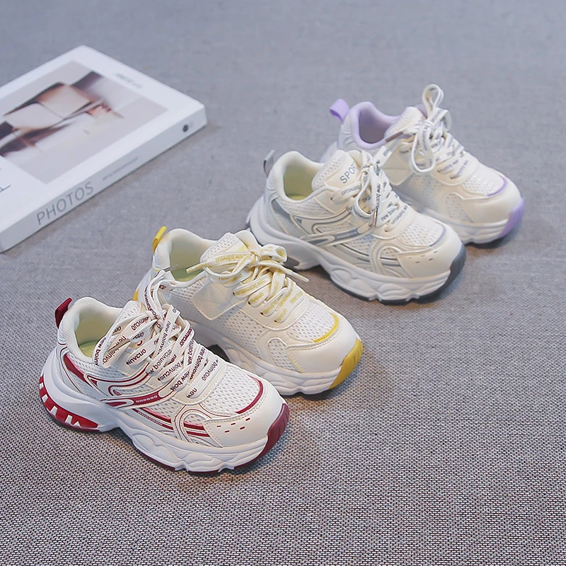 

Kids Sneakers Mesh Breathable Children Basketball Shoes Hook&loop 2026 New Fashion Students Running Shoes Soft Bottom Comfort