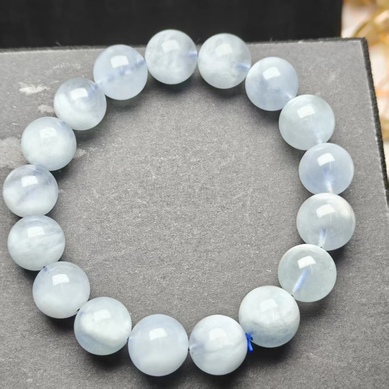 XINGYU Natürliche AAA Blauer Himmel und Weiße Wolken Aquamarin Glatte Runde Lose Perlen für Schmuckarmbänder, Mysteriöser Edelstein – Detail 7