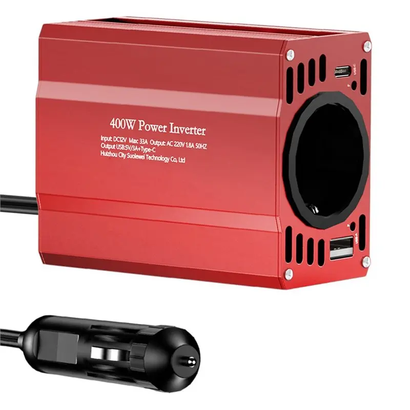 ABIJ-Voltage Converter TYPE-C USB EU DC12V To AC 220V 50HZ Modified Wave Inverter Solar Car Power 400W EU Plug