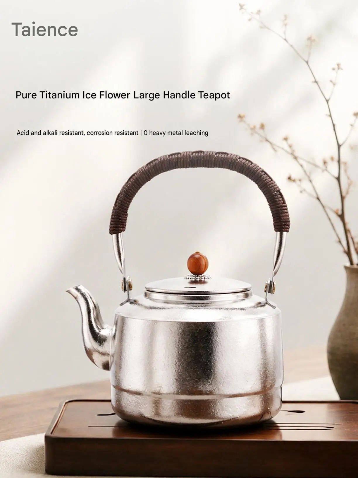Large Capacity Pure Titanium Lift Kettle Stovetop Safe Water Boiler Ice Grain Teapot for Home Kung Fu Tea Ceremony