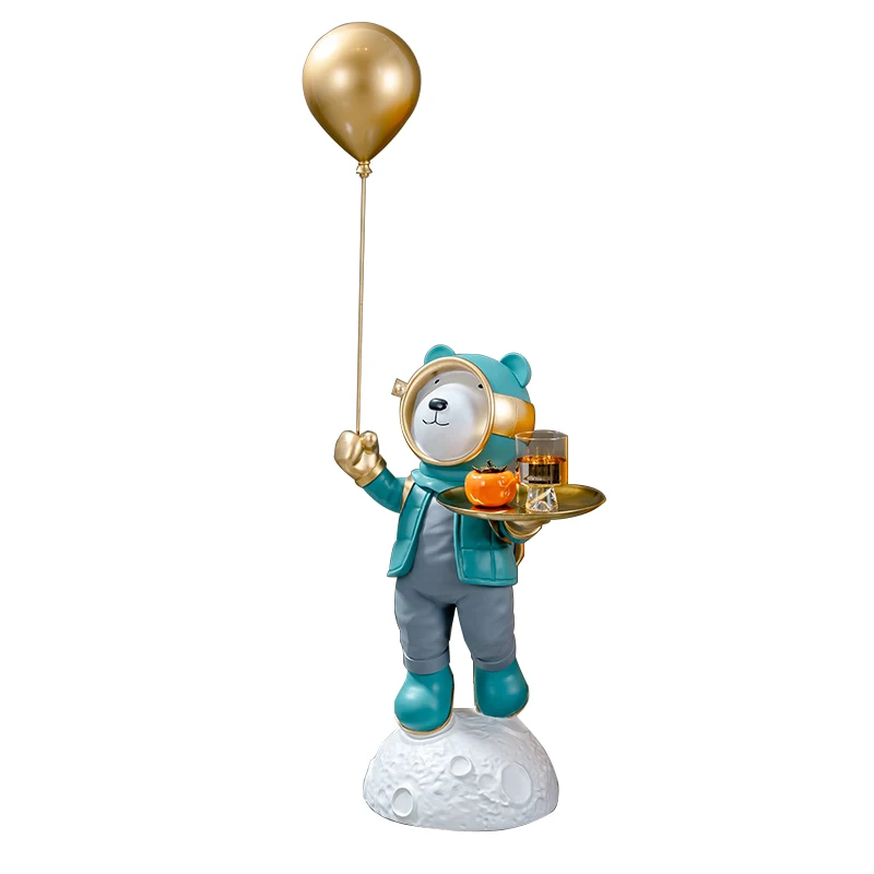 

Wyj Light Luxury Outer Space Astronauts Cartoon Bear Doll Tray Large Floor-Standing Decorations Ornaments