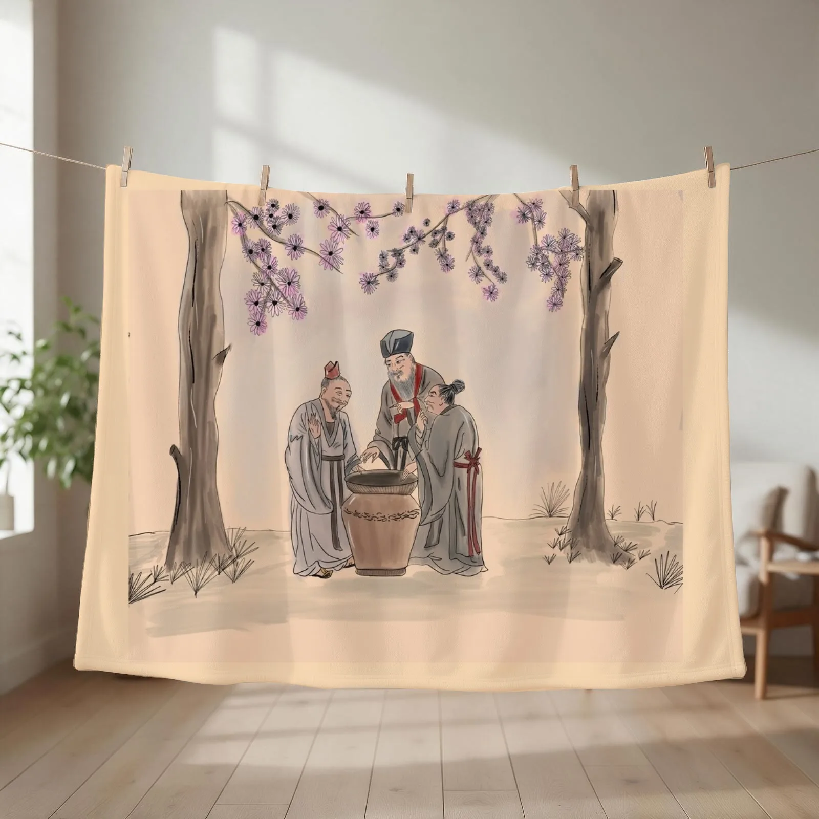 Three Vinegar Tasters Throw Blanket couch cozy soft plush fuzzy picnic outdoor blanket