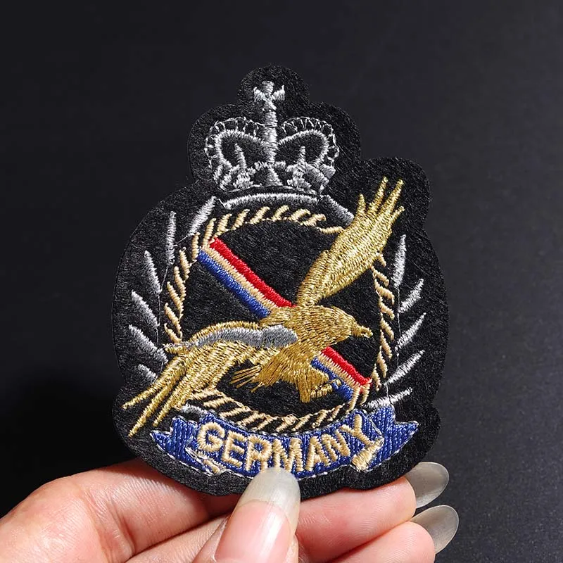 Armia niemiecka rozmiar naszywki na ramię: 7.7*6CM naszywki do szycia łatka na odzież aplikacja z tkaniny DIY wystrój