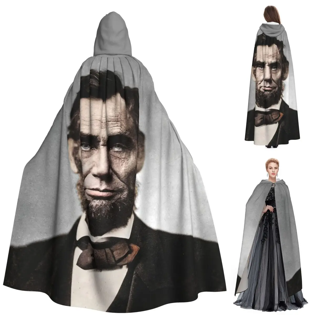 Президент Авраам Линкольн длинный плащ с капюшоном ведьма средневековый костюм косплей накидка Хэллоуин вечеринка для взрослых унисекс