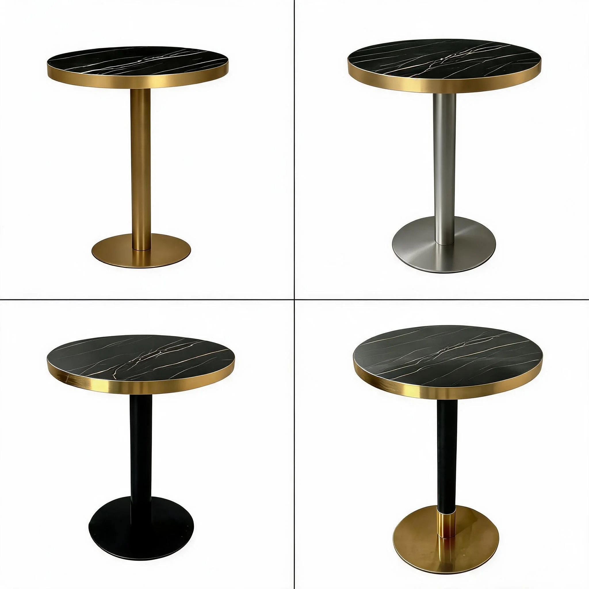 #Luxury Marble Dining Table With Aluminum Edge, Rectangular Round Commercial Restaurant Table, Hotel-Grade Marble Top