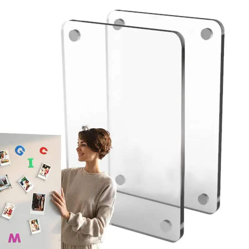 3-inch Magnetic Photo Frame Mini Acrylic Refrigerator Magnet Photo Frame Double Sided Clear Notes Cards Display Stand