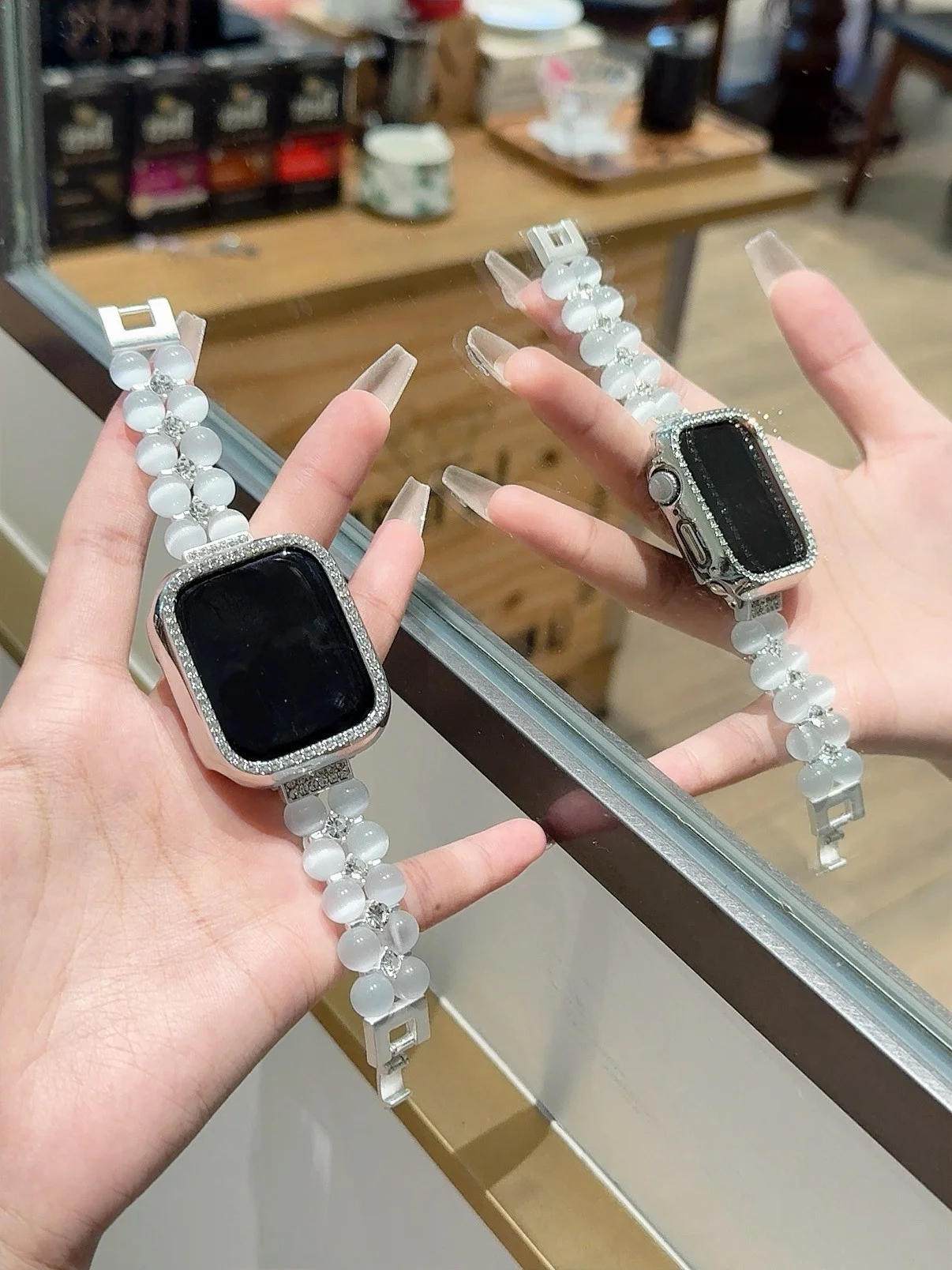 

Clear cat eye stone compatible iWatch strap 38mm 40mm 41mm 42mm 44mm 45mm 49mm fashionable strap