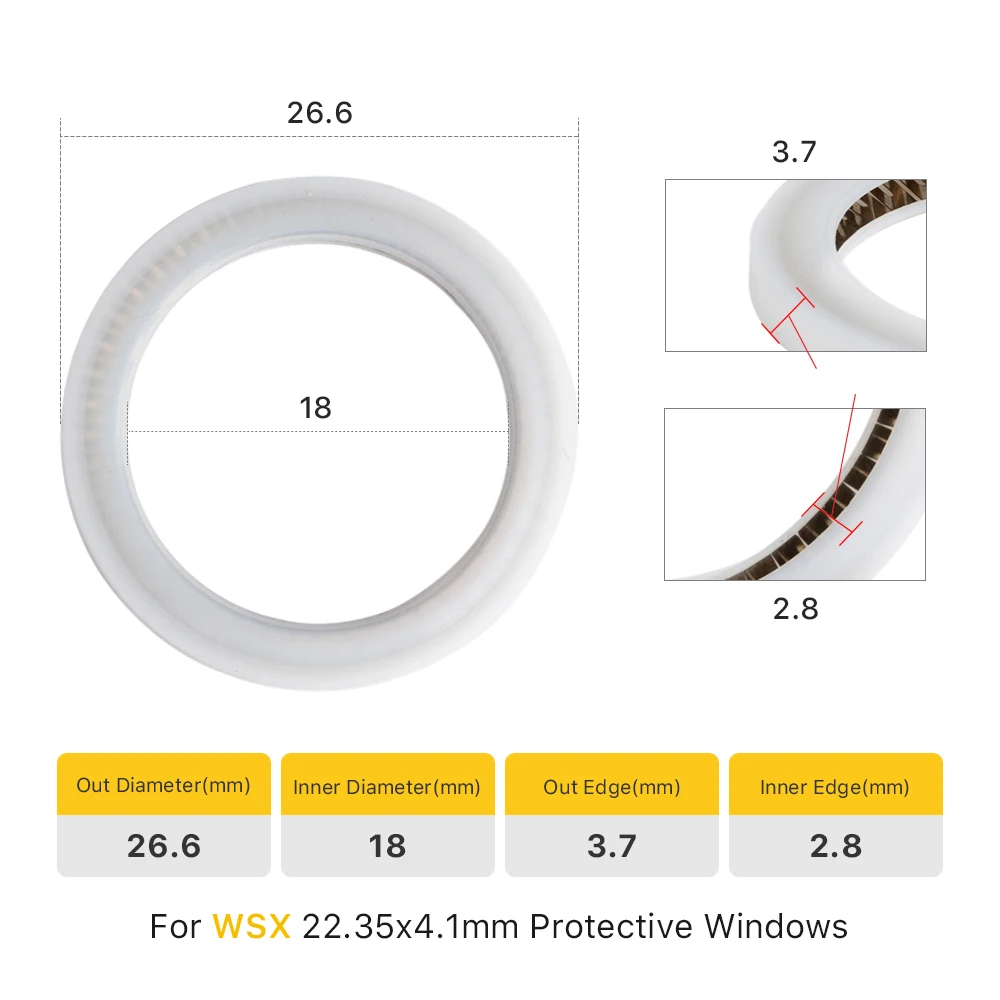 Ultrarayc Laser Dicht Ring für 37*7mm & 30*5mm WSX Schutzhülle Windows 37.5 × 29 × 3,7mm für WSX Laser Kopf KC13 KC15 NC30 SW20 – Detail 4