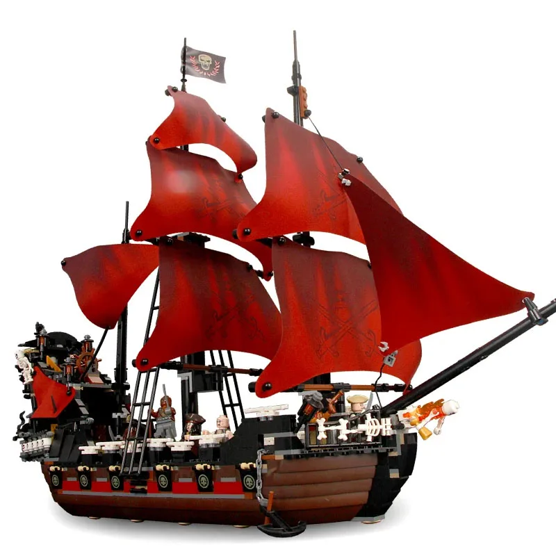 Black Ship Pearl Compatible With 4184  Pirates Model Ships Building Blocks Boys Birthday Gifts Kids Toys 4195 16006