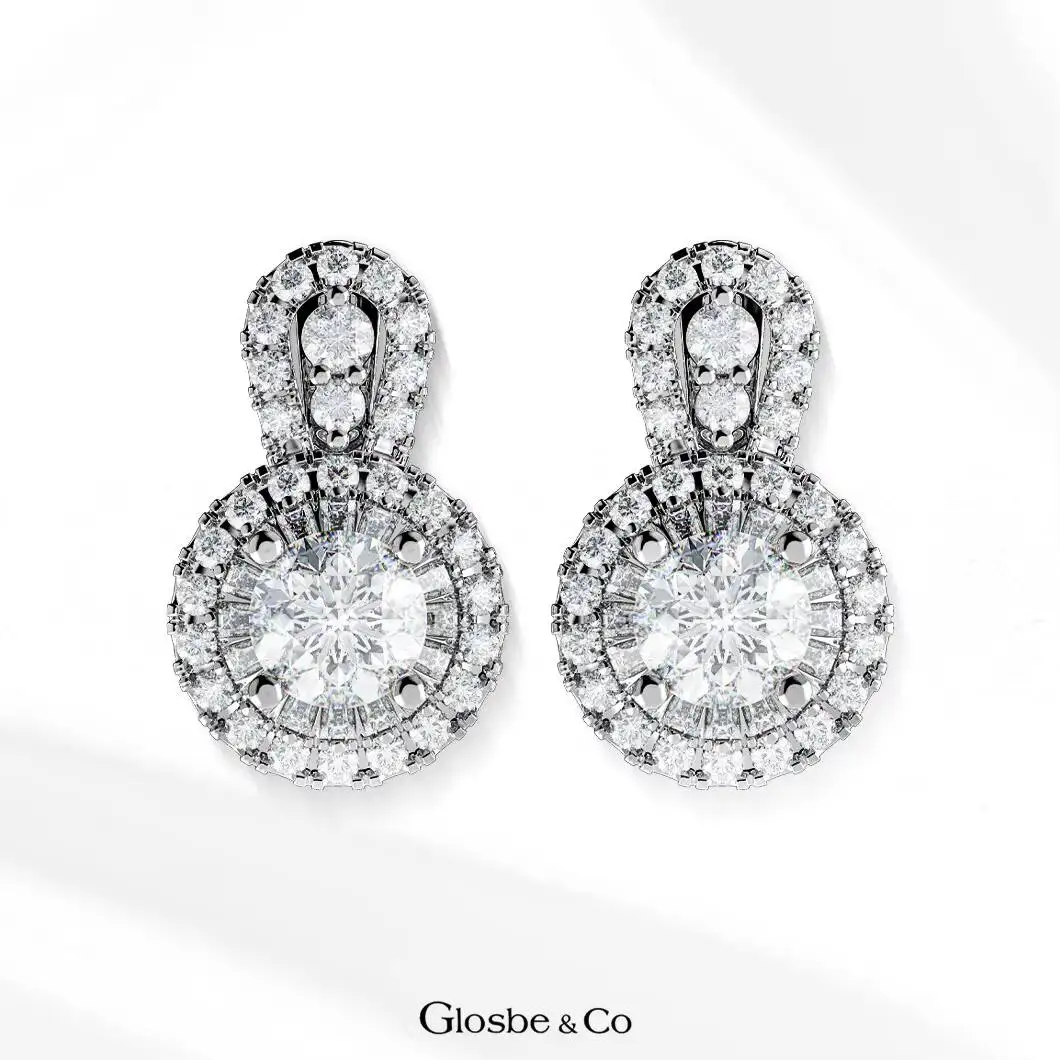 2026 New Design Sterling Silver Moissanite Stud Earrings 5mm Glosbe & Co OEM/ODM Customizable Women's Jewelry