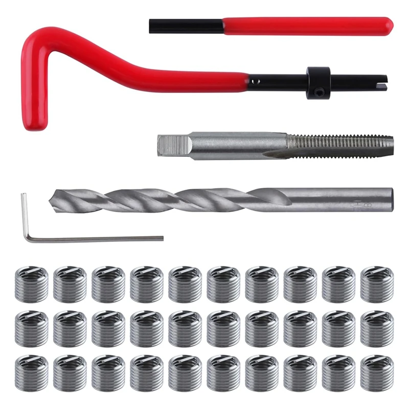 Kit di riparazione filettatura AAAN-30 pezzi M8x1.25, kit di riparazione metrica con filettatura per punte da trapano HSS, per riparazioni auto