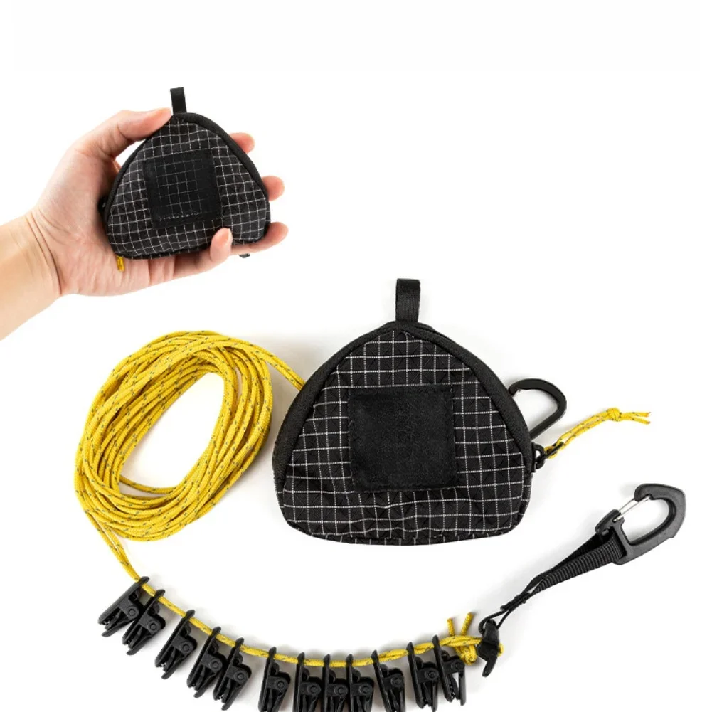 Travel clothes drying line with clip adjustable nylon rope up to 7 meters designed for lightweight and compact portable drying