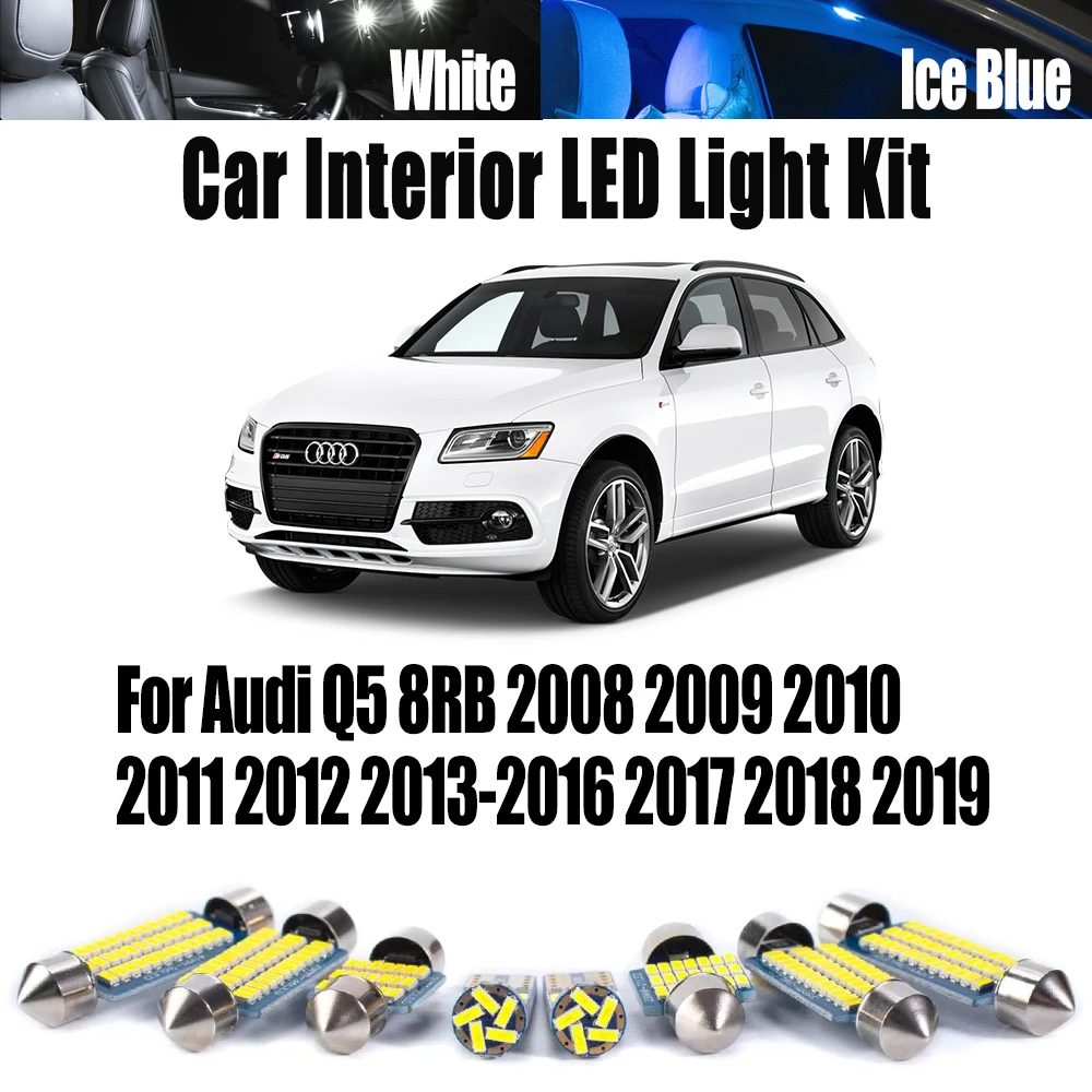 

16 шт. Canbus для Audi Q5 8RB 2008 2009 2010 2011 2012-2019 светодиодные внутренние лампы для чтения карт купольный багажник комплект автомобильных аксессуаров