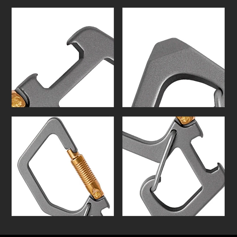 BAAY سلسلة مفاتيح تيتانيوم محمولة مع فتاحة زجاجات في الهواء الطلق، أداة تحرير مشبك حلقة تسلق سريعة EDC