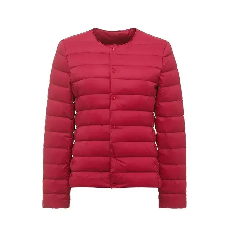 Parka en duvet de canard blanc pour femme, veste de printemps coréenne, manteau chaud, coupe couvertes, sans col ultraléger, 2023 duvet de canard, nouveauté 90%