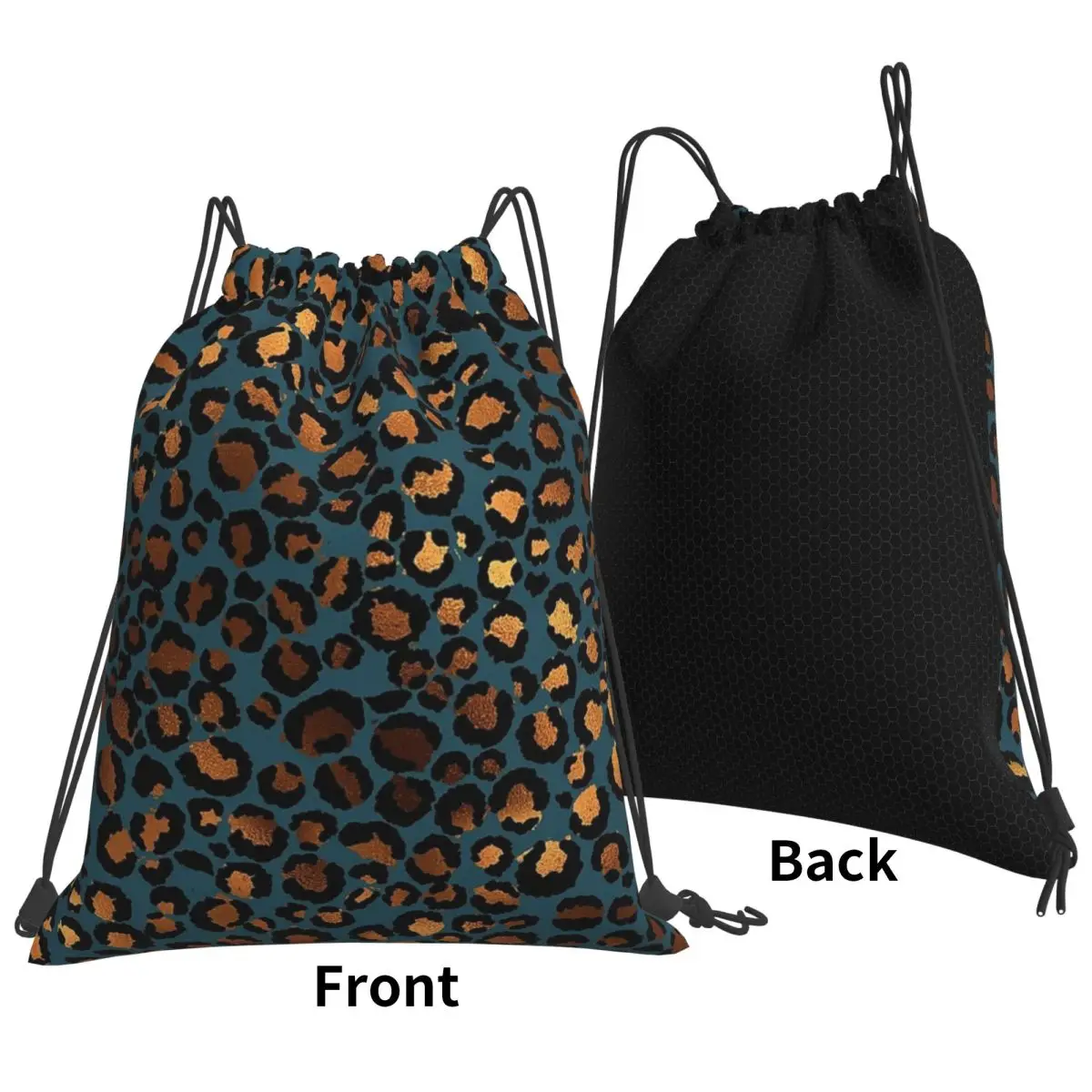 Cheetah Print Leopard Print Backpacks Multi-function Drawstring Bundle Pocket Sports Bag Book Bags for Travel Students