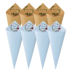 30pcs/lot Personalized Wedding Confetti Cones with Names Petal Candy Natural Confetti Any Text Custom for Celebrations Decor