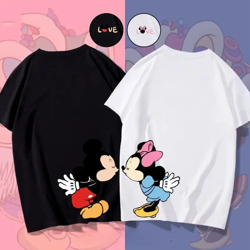 Disney Cartoon T Shirt Mickey Mouse Kawaii Couple Clothes For Women Y2k Girl Anime Female Fashion Clothing Tee family Tshirt tee