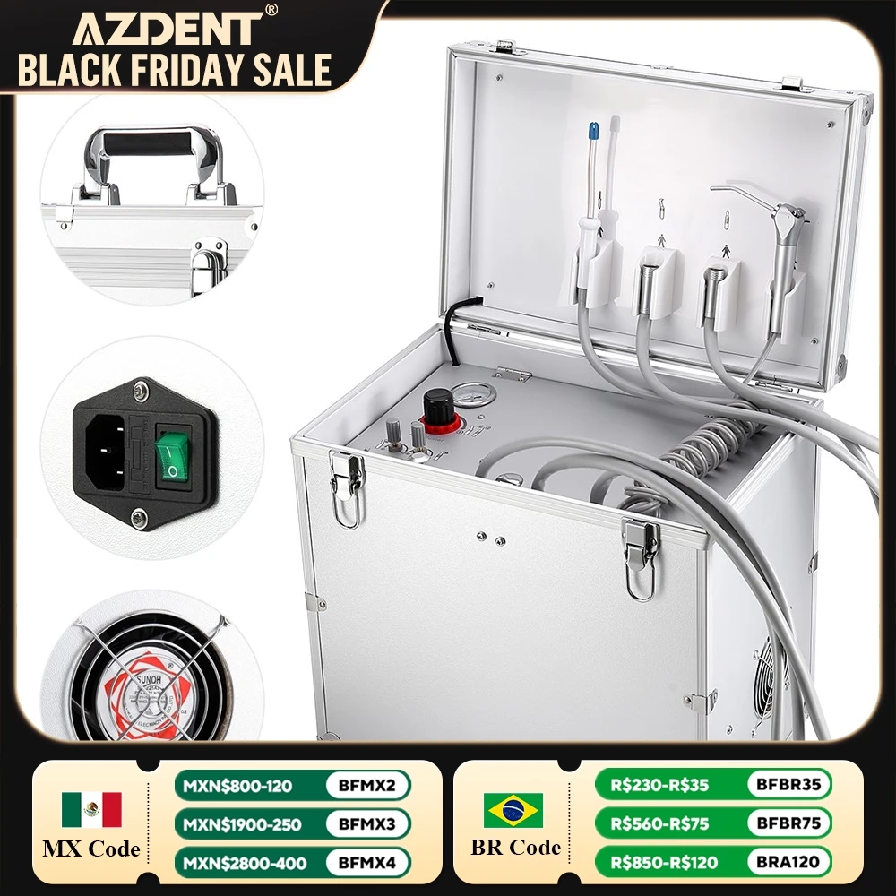 Portable Dental Unit with Air Compressor AZDENT Surgery Turbine Units Dentistry Lab Tools Equipment