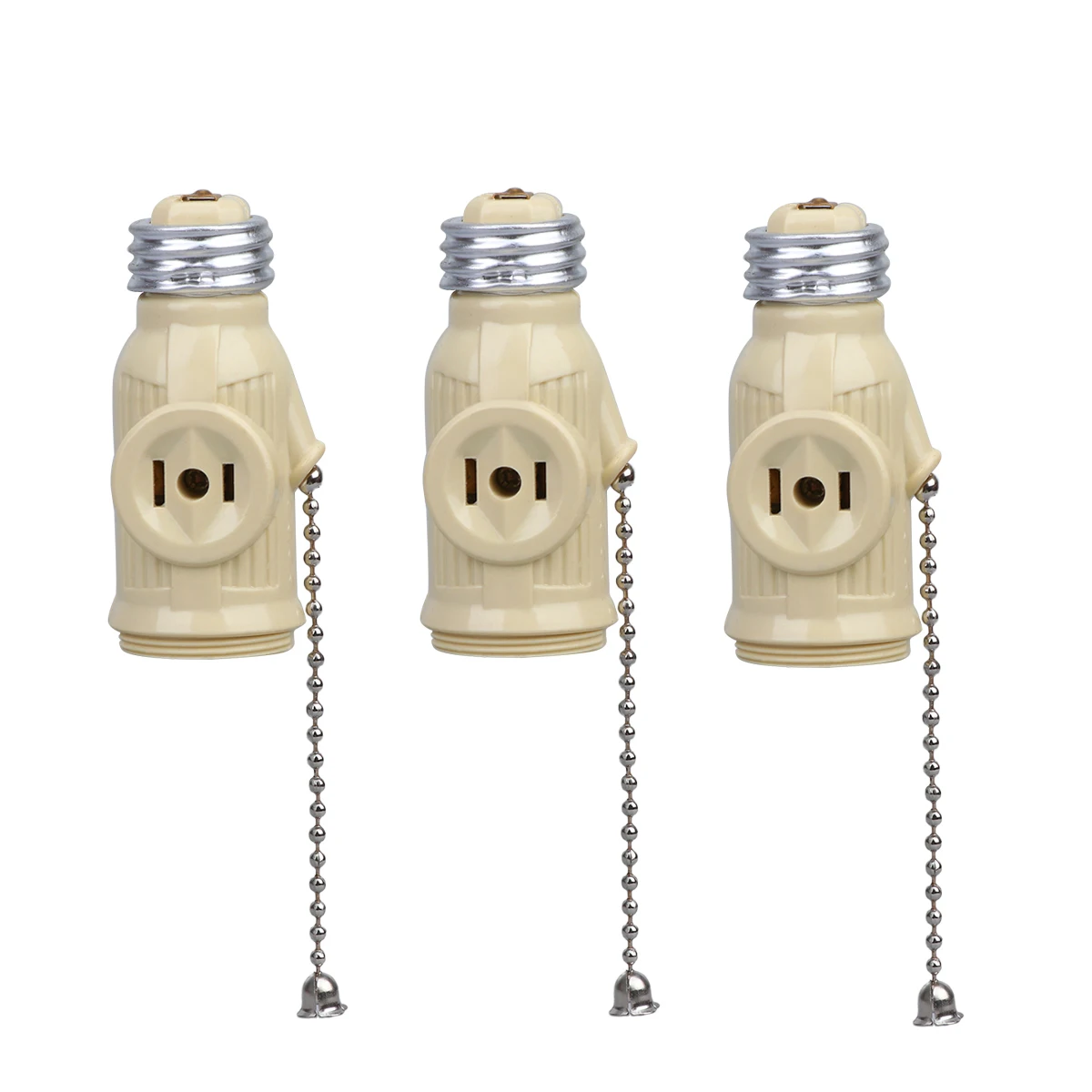

3PCS Lamp Base Socket Screw Pull Chain Light Bulb Holder Two Outlet Construction Indoors Use Only