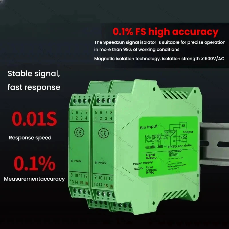 0-10V To 0-10V Signal Isolator Analog Quantity Voltage Module Distribution Transmitter One Input Two Output