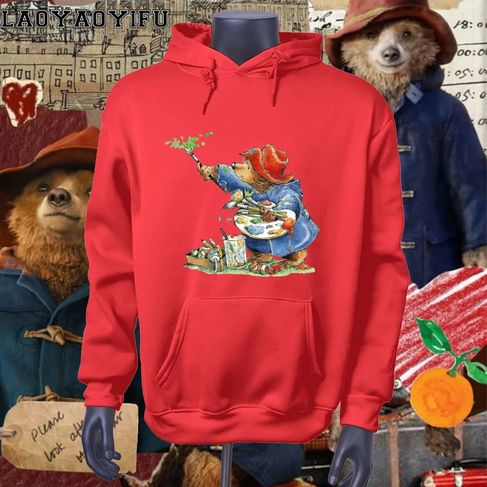 Men Women Cartoon Sweatshirt Cartoon Paddington Bear in London Graphic Hoodie Women Casual Women Clothing Aesthetic Y2k Clothes