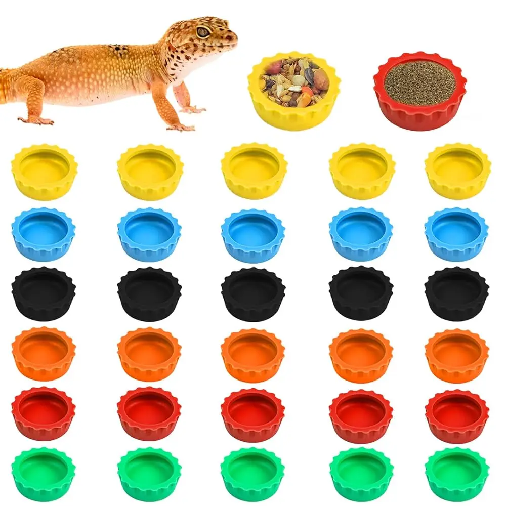 

30 шт. Красочные чаши для корма и воды для гекконов, миски для воды, тарелки для корма для рептилий, черепах, мелких животных и крабов (Mu)