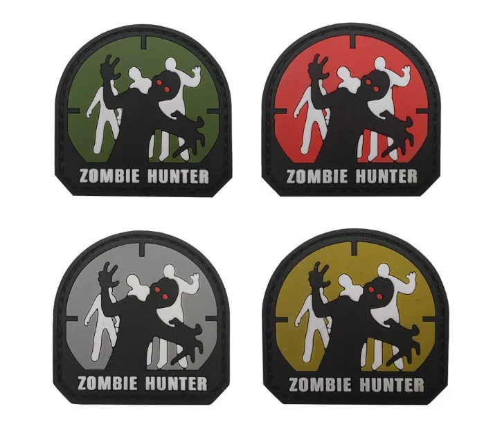 PVC Embroidery Reflective Material Zombie Hunter Patches BACK HAND Badge Tactical Military Decorative Appliques for Clothing