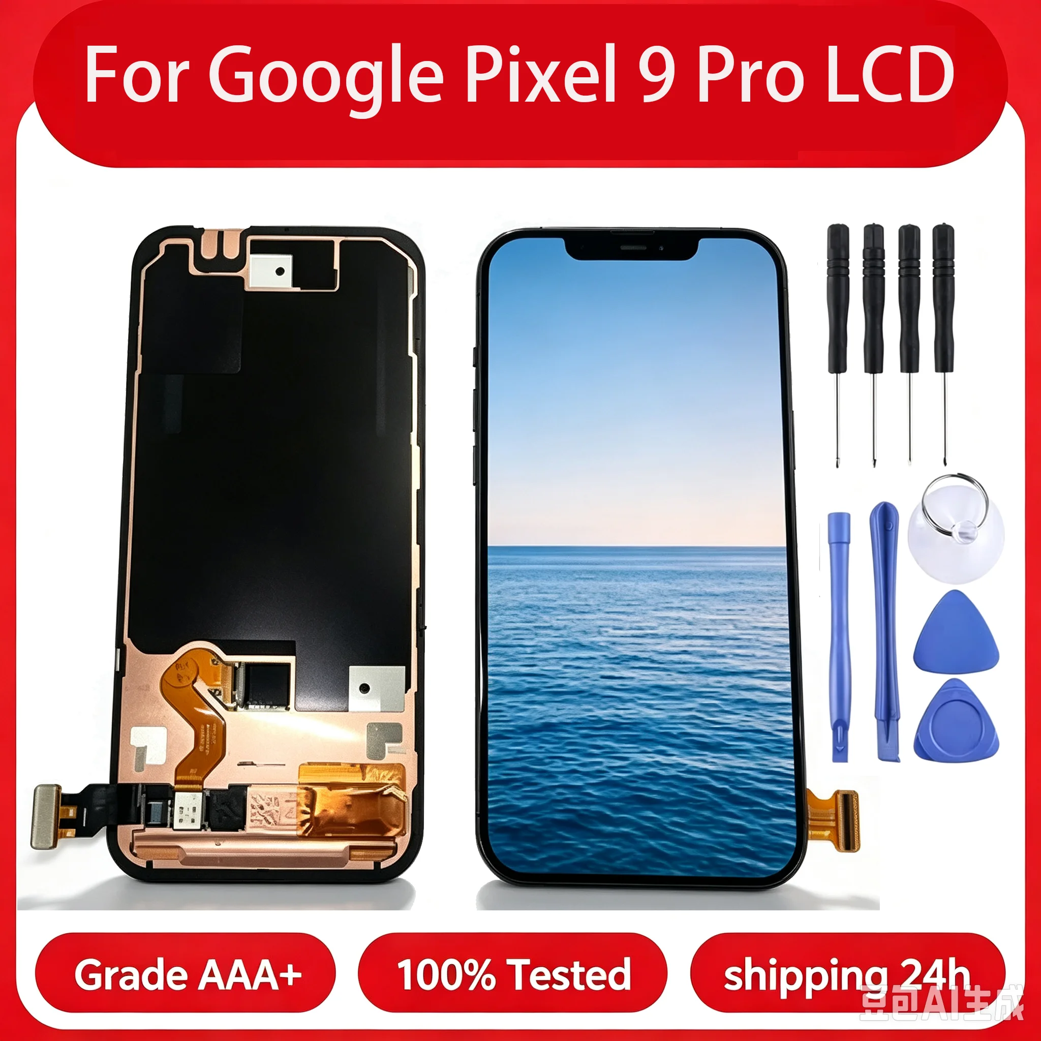 120Hz 6.3“Orig For Google Pixel 9 Pro LCD Replacem GR83Y GEC77 GWVK6 for Google Pixel 9 Pro LCD Display Touch Digitizer Assembly