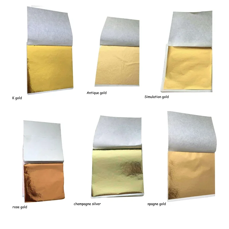 

100 Pieces 8.5x9cm Imitation Gold Sliver Copper Foil Leaf Sheets for Gilding DIY Craft