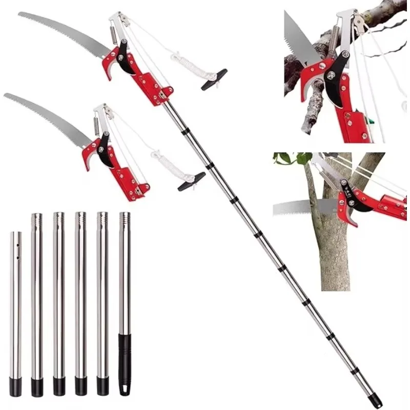 Tree Pole Pruner Manual Branches Trimmer Tree Branch Garden Tools Loppers Hand Pole Saw Extendable Height Adjustable Rod