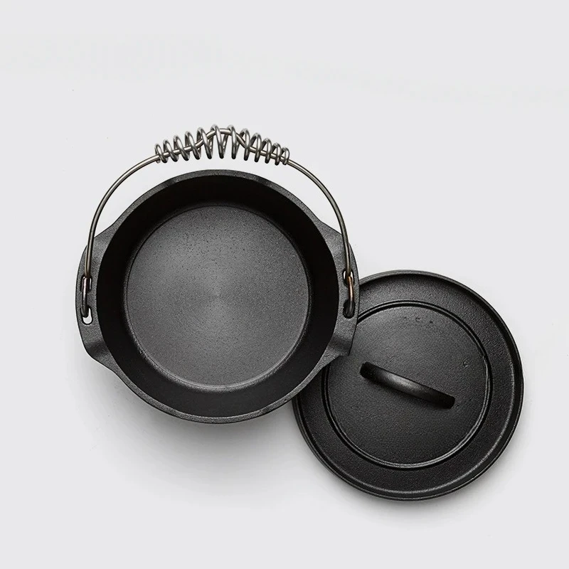 For Outdoor Pan Multi-Functional Camping Cast Iron Pot Cookware Outdoor Stew  Hanging