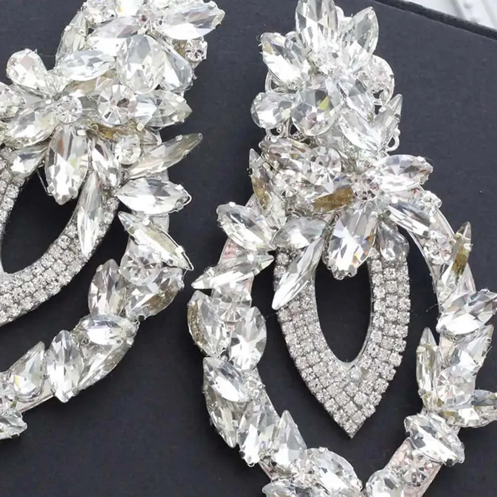 Stonefans Geometric Decoration Earrings for Women Fashion Rhinestone Ear Piercing Accessories Female Wedding Earring Dress Gifts