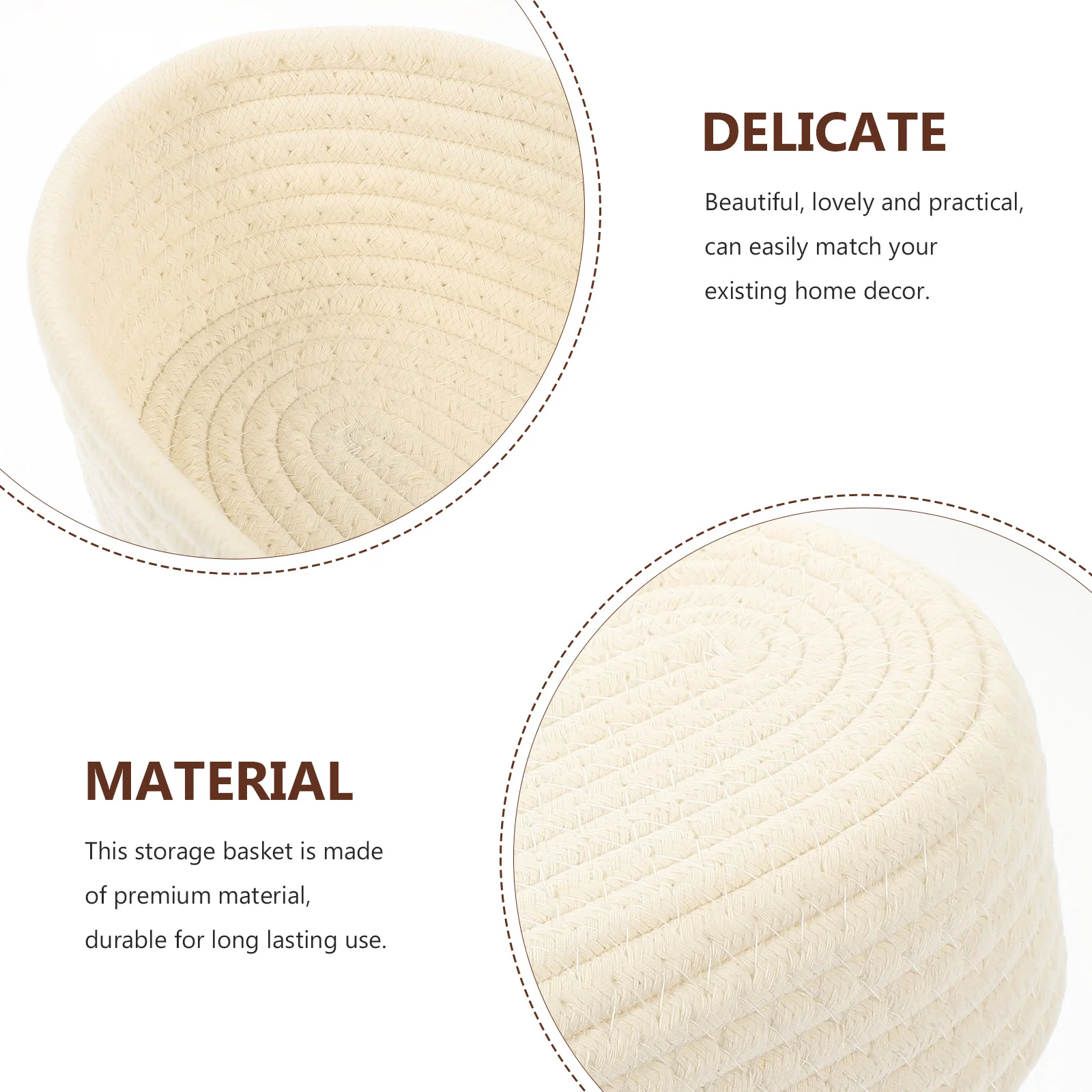 

Soft Cotton Rope Woven Storage Basket Decorative Organizer for Makeup Snacks Keys Desktop Organizer Home Office Use