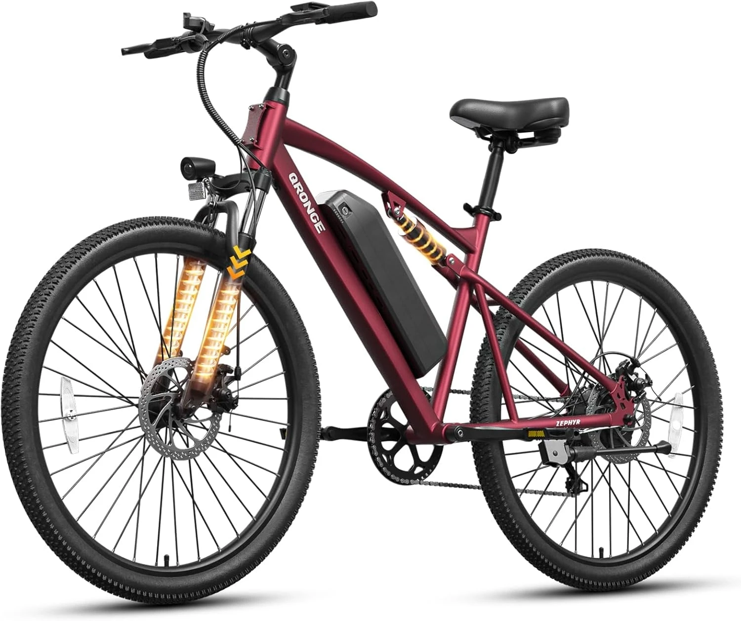 QRONGE Zephyr Electric Bike for Adults 1000W Peak Motor 486Wh Battery Mountain Electric Bicycle 26'' Tire Full Suspension E-bike image 3
