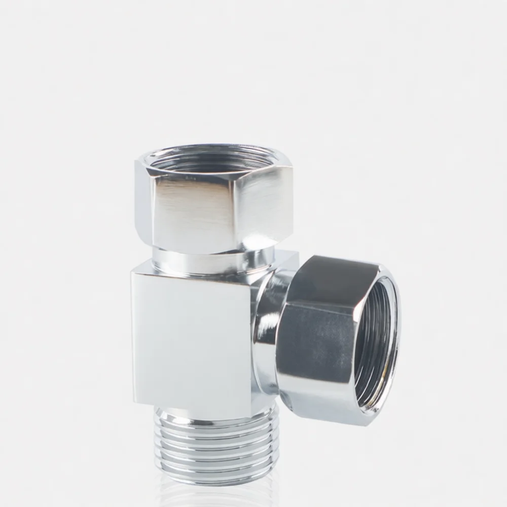 Solid Copper Angle Valve Connector Multifunctional Tee Diverter Adapter High Pressure Resistant Plumbing Accessory
