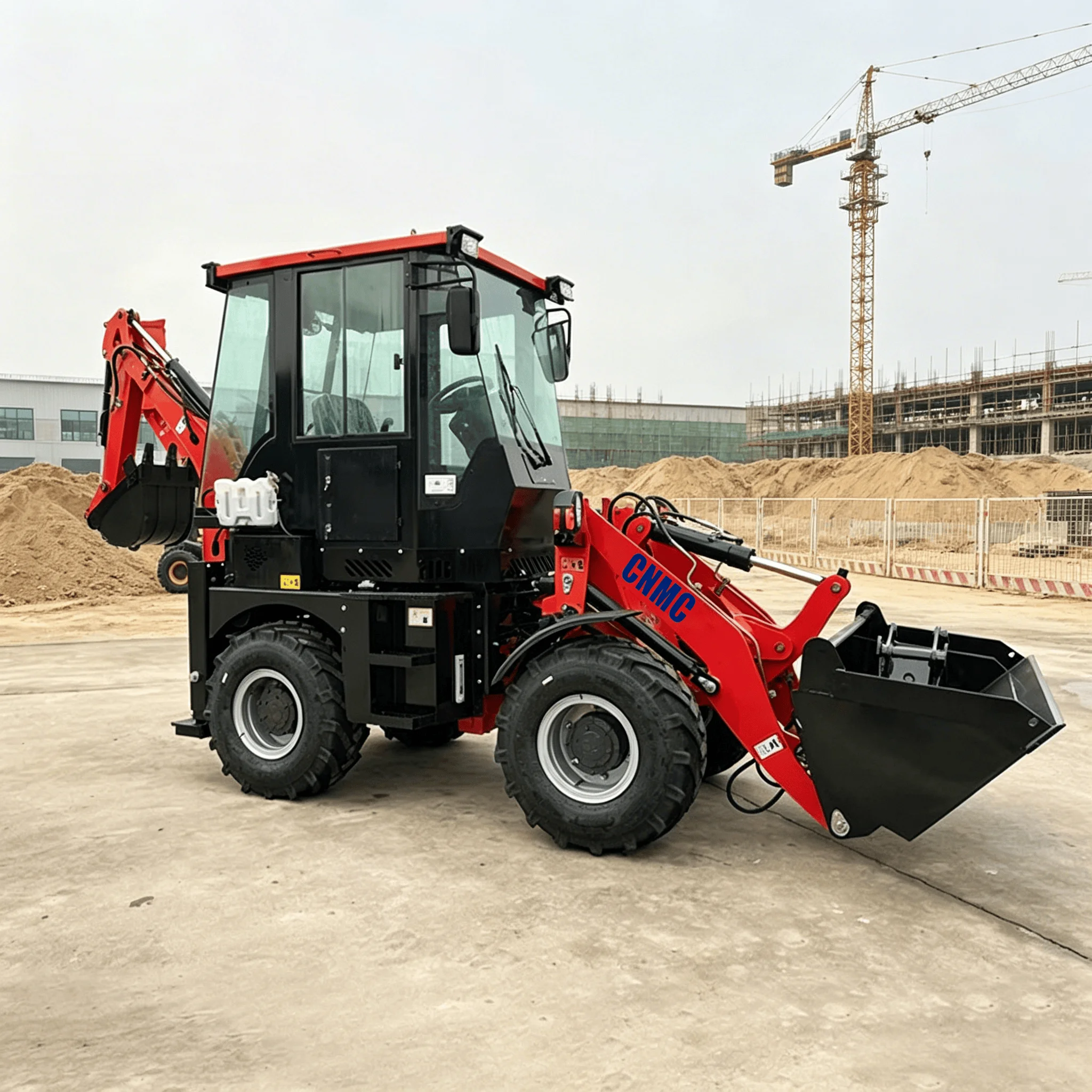 

CNMC Backhoe Excavator Digger Two-End Operation 4x4 Wheel Excavator Loader Multifunctional EPA CE Certified Garden Farm Use