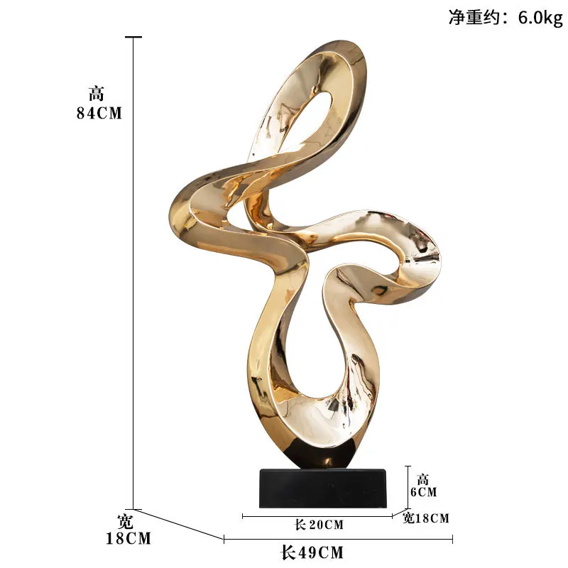 For Large Electroplating Light Luxury Abstract Sculpture Ornament Hotel Lobby Model Room Living Room Art Decoration Entrance