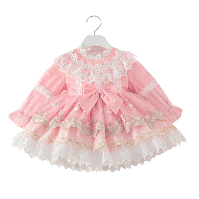 2022 primavera nuova ragazza vestito da principessa bambini di piccole e medie dimensioni Lolita gonna gonfia gonna ricamata in rete