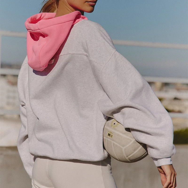 Koreańska bluza hip-hopowa z kapturem męska damska na wiosnę jesień urocza słodka dziewczęca jednolita kolorystycznie modna kurtka preppy prosta