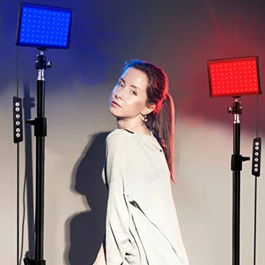 طقم إضاءة فيديو LED مكون من قطعتين مع حامل ثلاثي القوائم 61.99 قابل للتعتيم 24006800K إضاءة التصوير الفوتوغرافي لصور الاستوديو يوتيوب زووم M #5