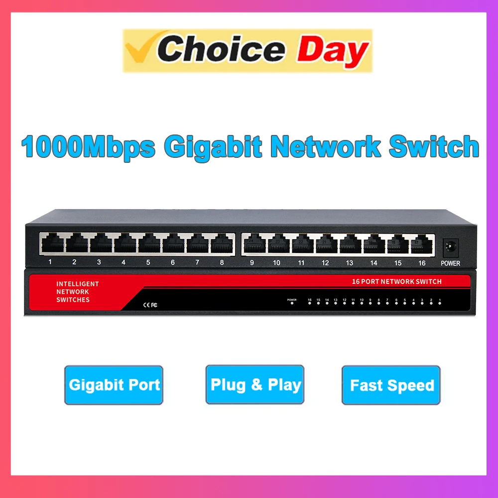 

KuWFi 5/16 Port Gigabit Network Switch 10/100/1000Mbps Gigabit Ethernet Network Switch Fast Internet Access Splitter None PoE